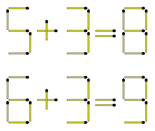 Rješenje zagonetke sa šibicama: 5 + 3 = 8