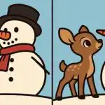 Super zagonetka: pronađite 3 razlike na slici snjegovića i jelena za 75 sekundi Super zagonetka: pronađite 3 razlike na slici snjegovića i jelena